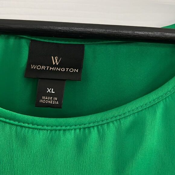 Worthington Green Ruffle Sleeve Silky Top - Picture 8 of 10